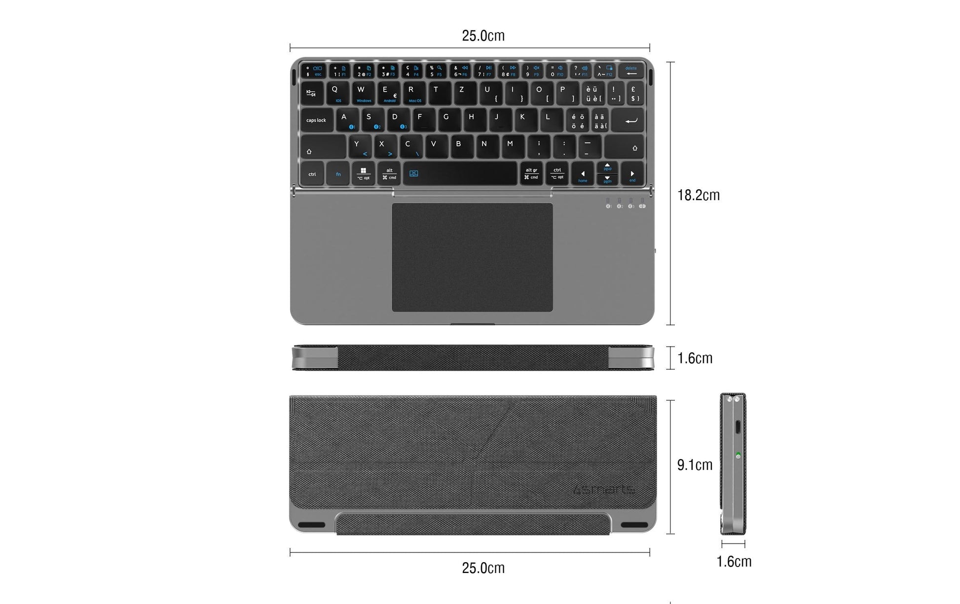4smarts Faltbare Tastatur – Bluetooth – QWERTZ (CH) – Silber