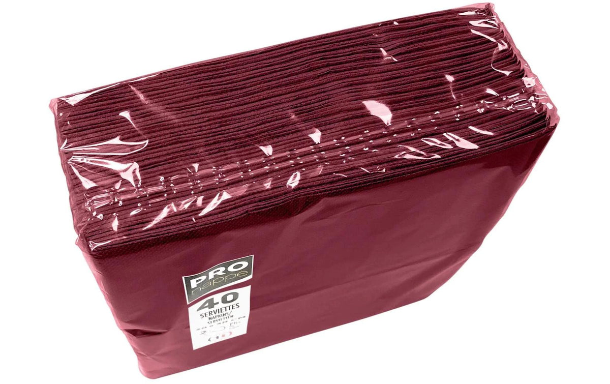 Pro nappe Servietten – Bordeaux – 38 × 38 cm, 2-lagig – 40 Stück