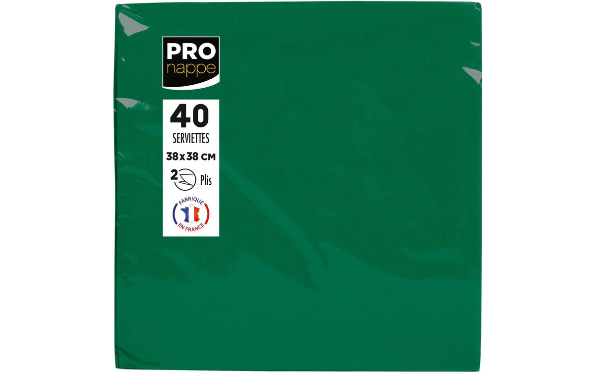 PRONAPPE Servietten Tannengrün – 38 × 38 cm, 2-lagig – 40 Stück