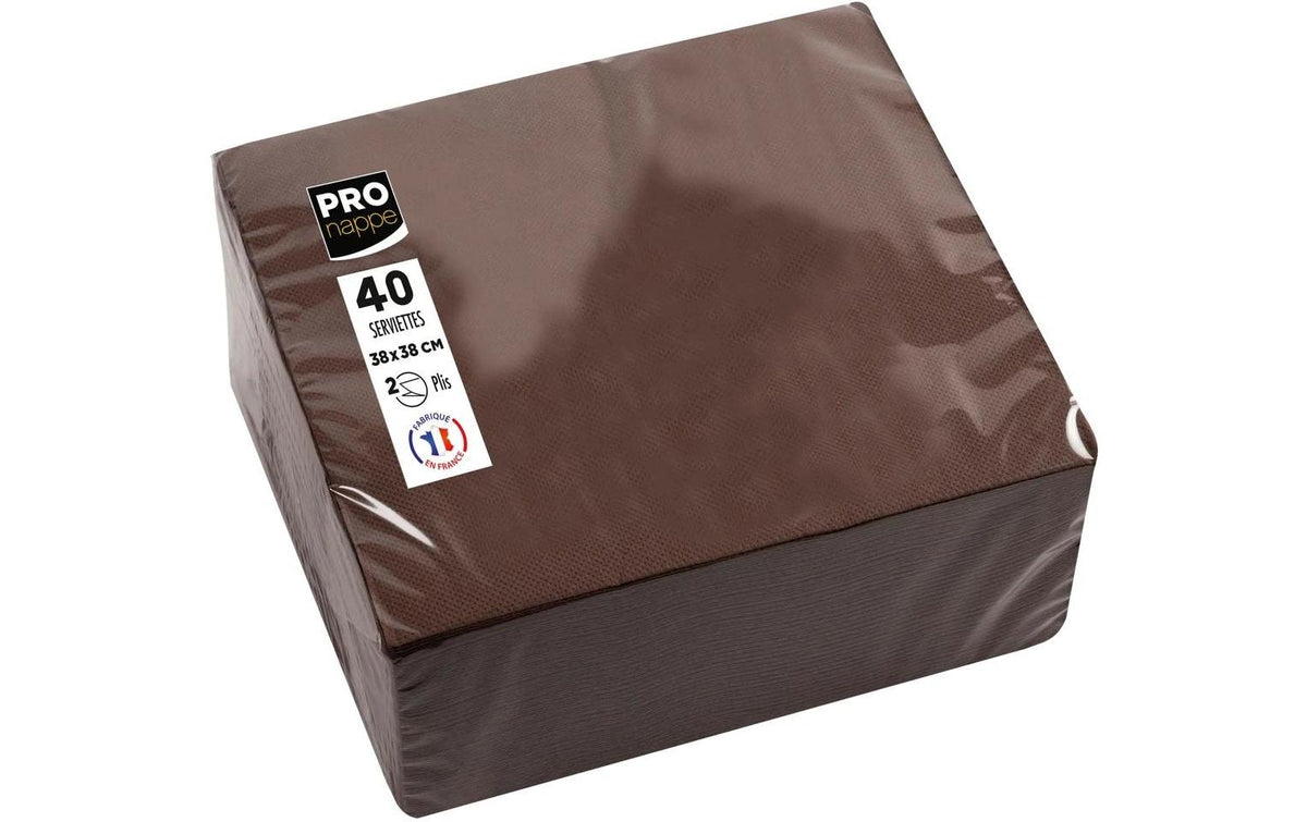 PRONAPPE Servietten braun – 38 × 38 cm, 2-lagig – 40 Stück