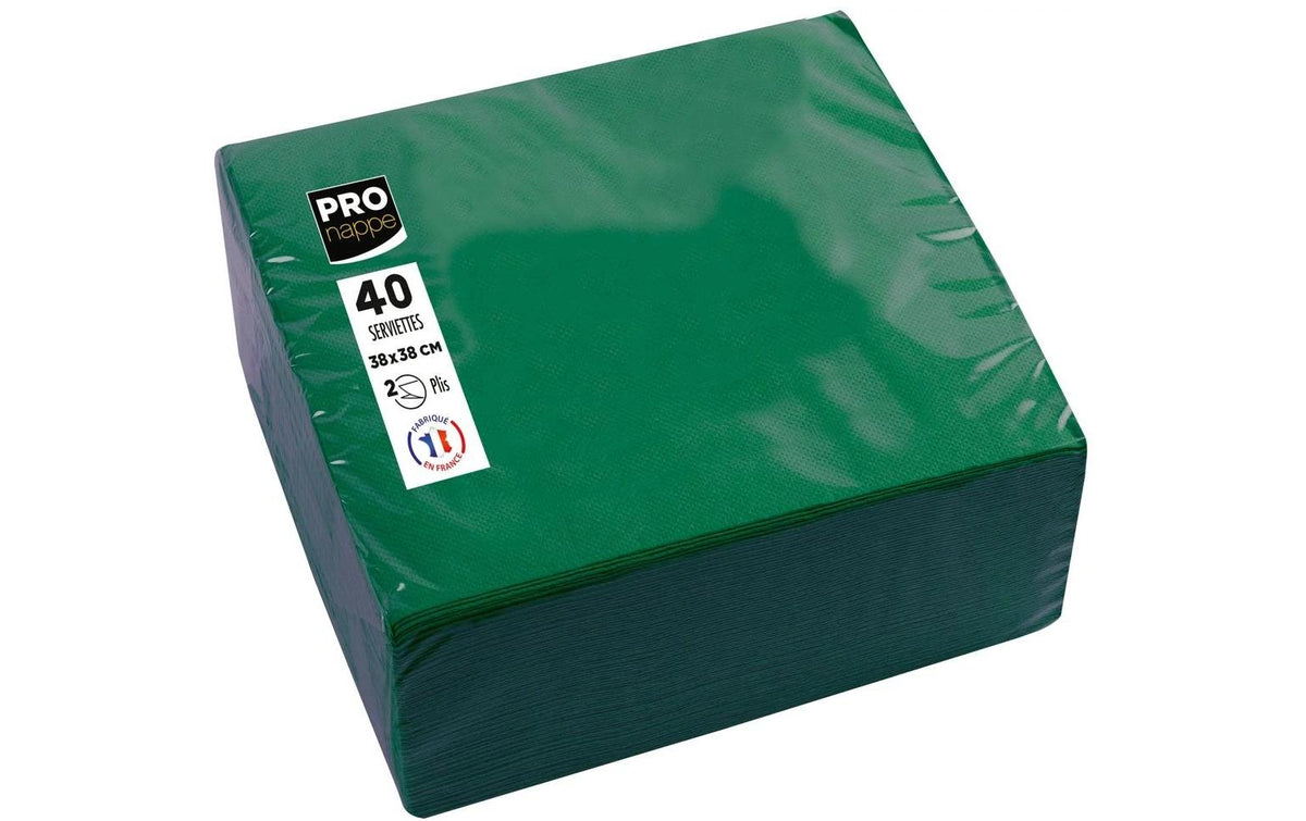 PRONAPPE Servietten Tannengrün – 38 × 38 cm, 2-lagig – 40 Stück