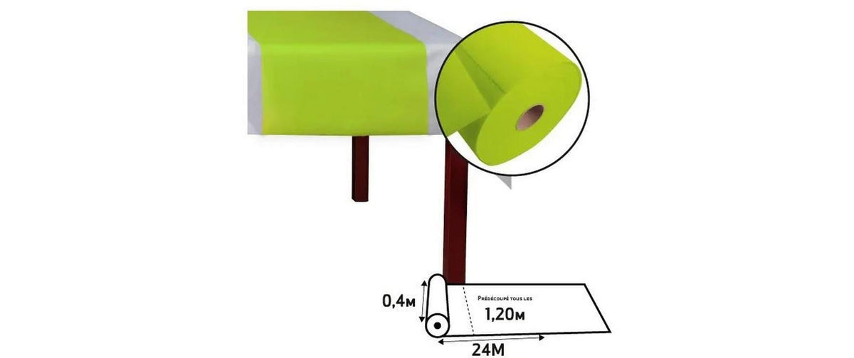 Pro nappe Tischläufer auf Rolle – 40 cm×24 m, PP (Polypropylen), Leuchtendgrün