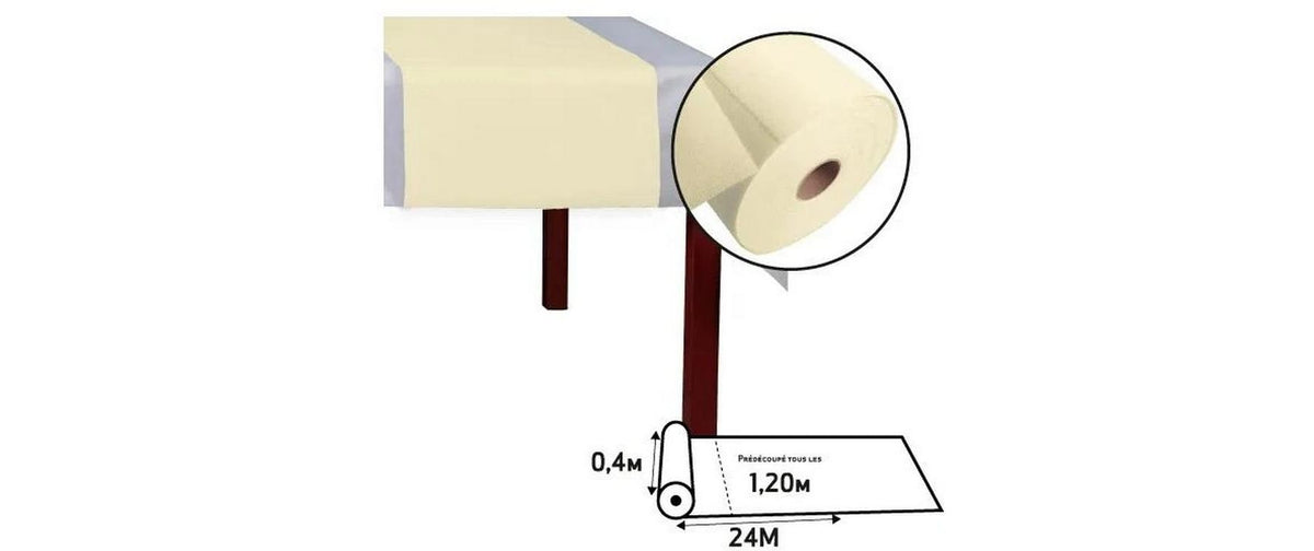 Pro nappe Tischläufer auf Rolle – 40 cm×24 m, Kunststoff, Elfenbein