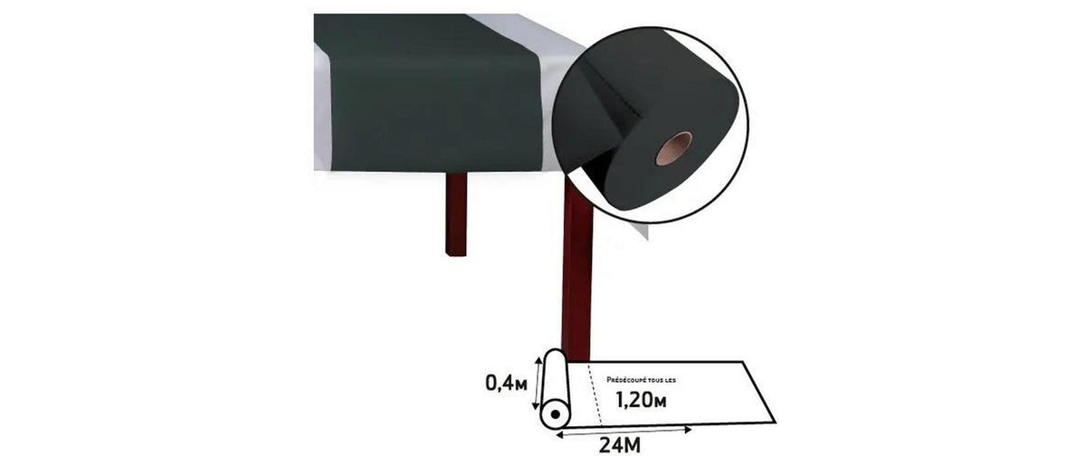 Pro nappe Tischläufer auf Rolle – 40 cm×24 m, Kunststoff, schwarz