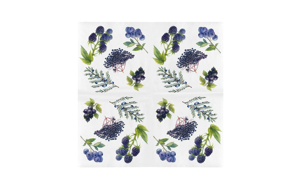 Esschert Design Servietten Beeren, 33 × 33 cm, blau – 20 Stk.