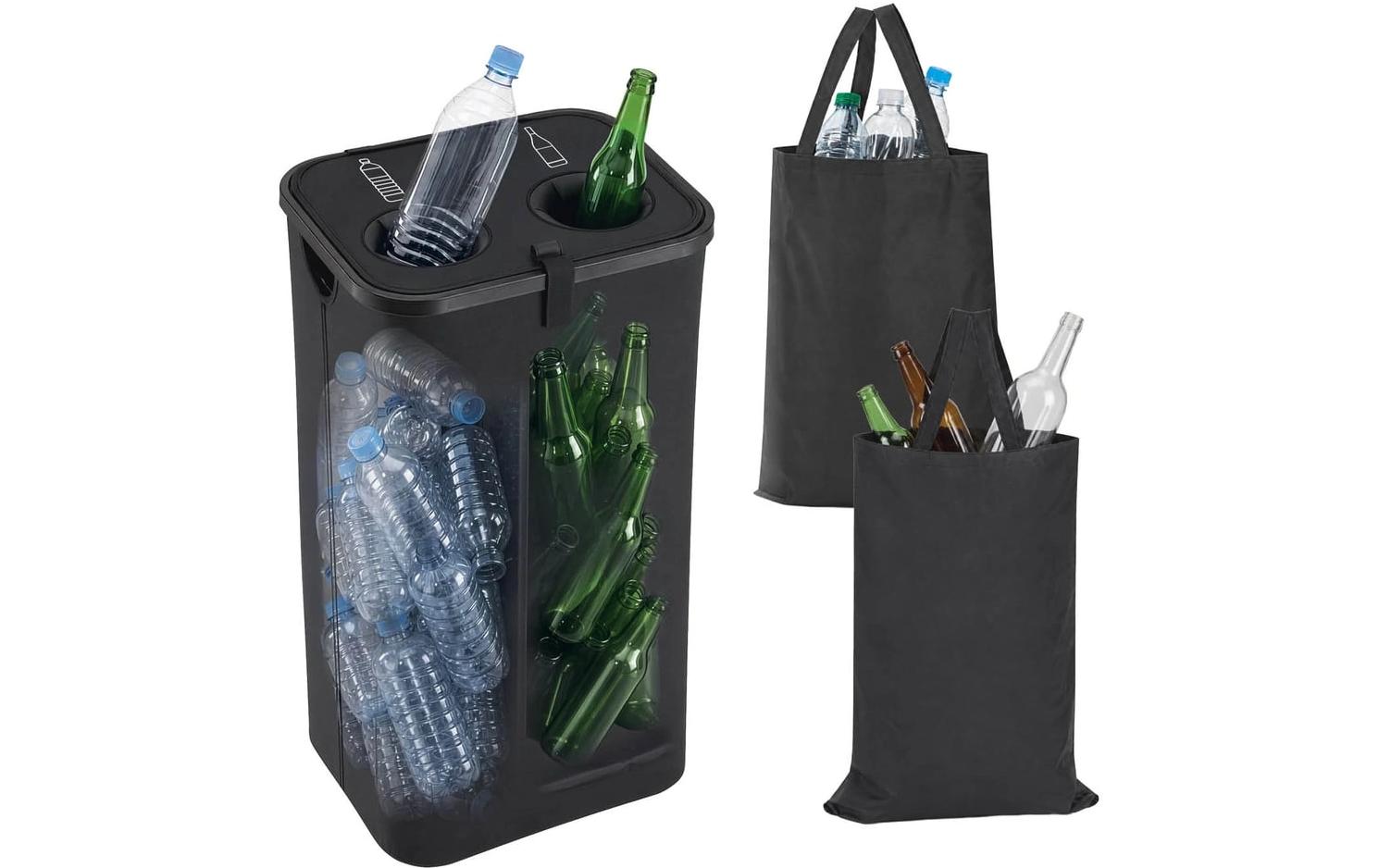 Wellenborg Recyclingbox – 100 l – Kunststoff (PP), rechteckig – schwarz – 2-fach