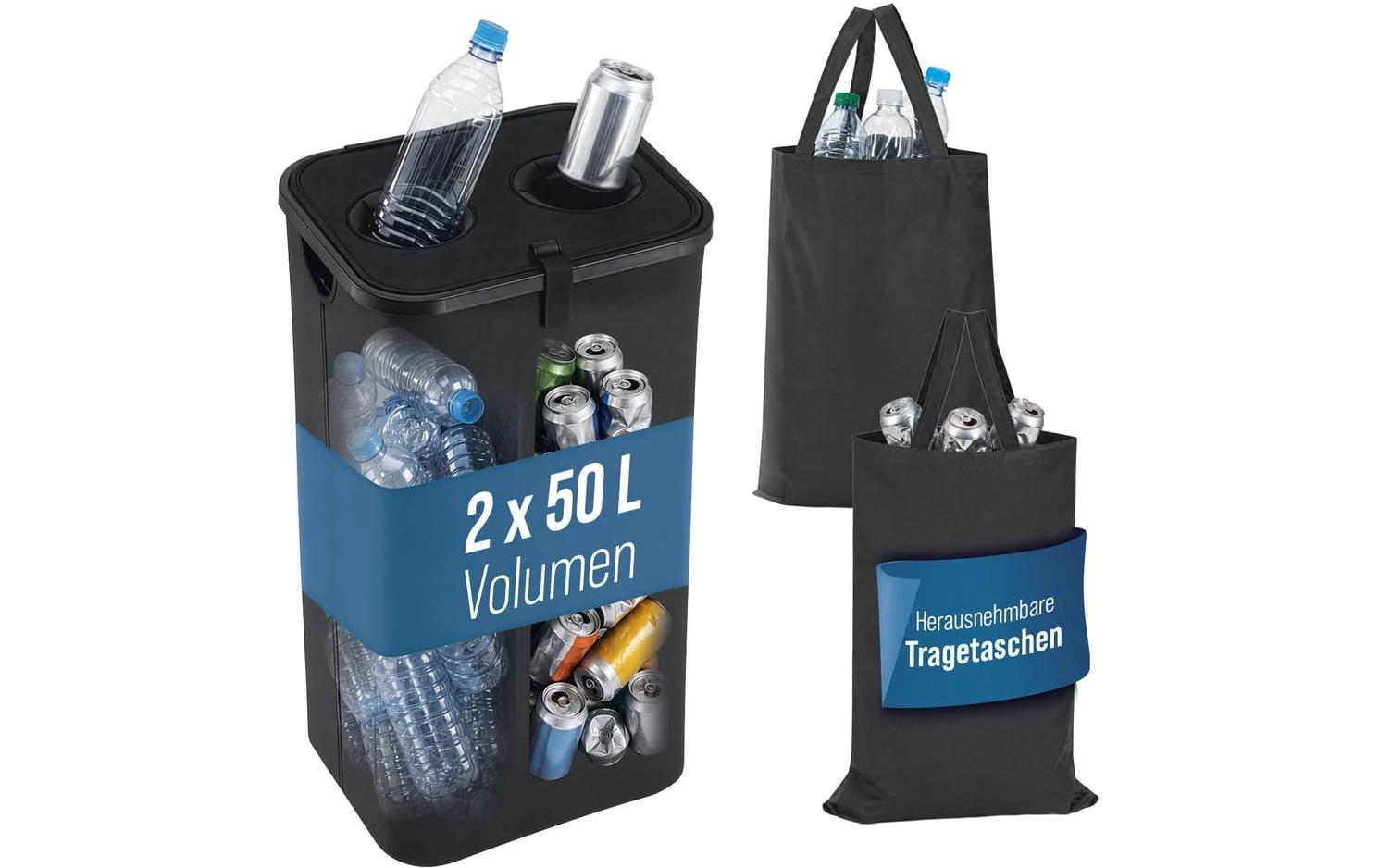 Wellenborg Sammelsack (PET) für PET-Getränkeflaschen – 100 l, ABS, schwarz, 2 Stk