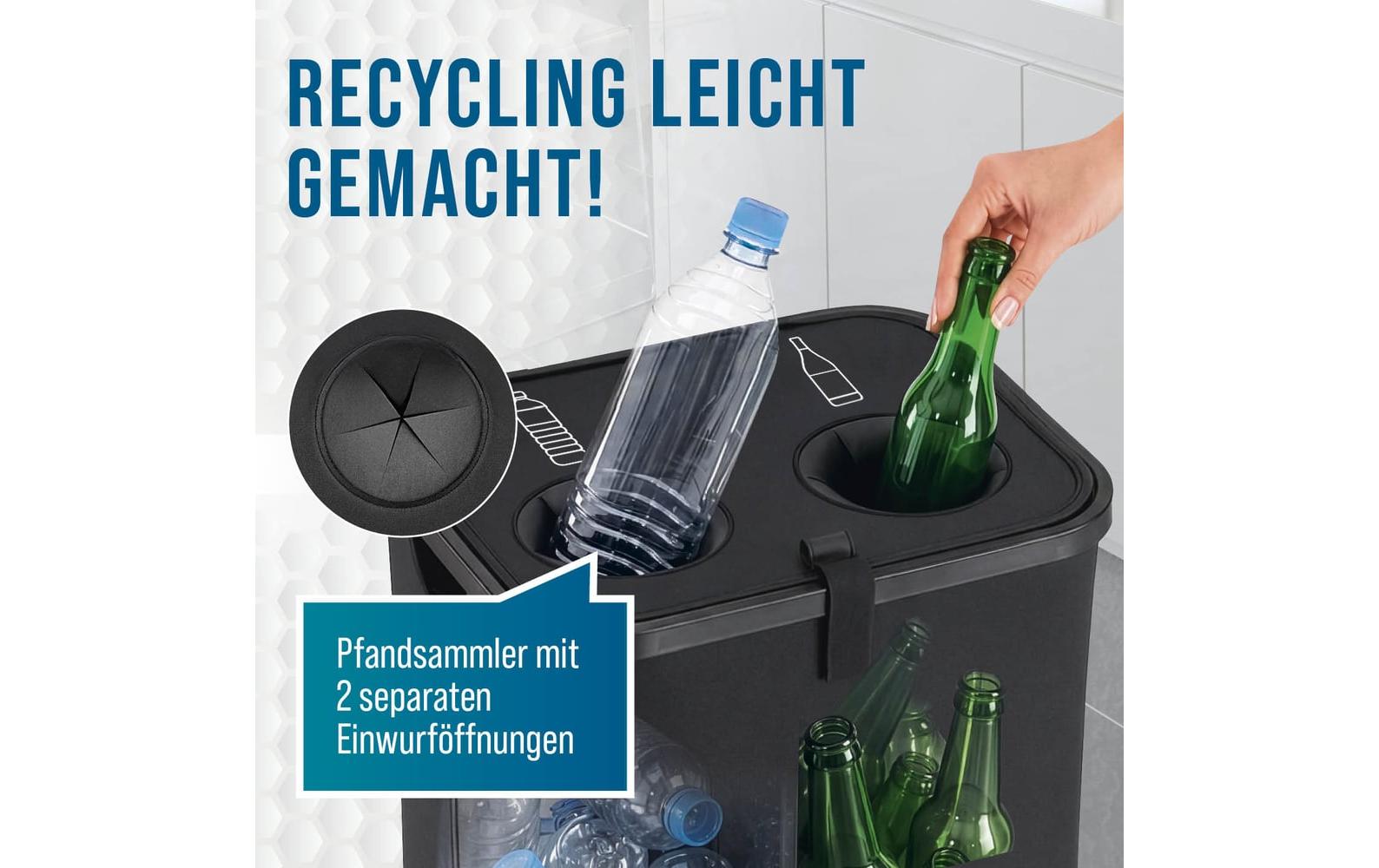Wellenborg Recyclingbox – 100 l – Kunststoff (PP), rechteckig – schwarz – 2-fach