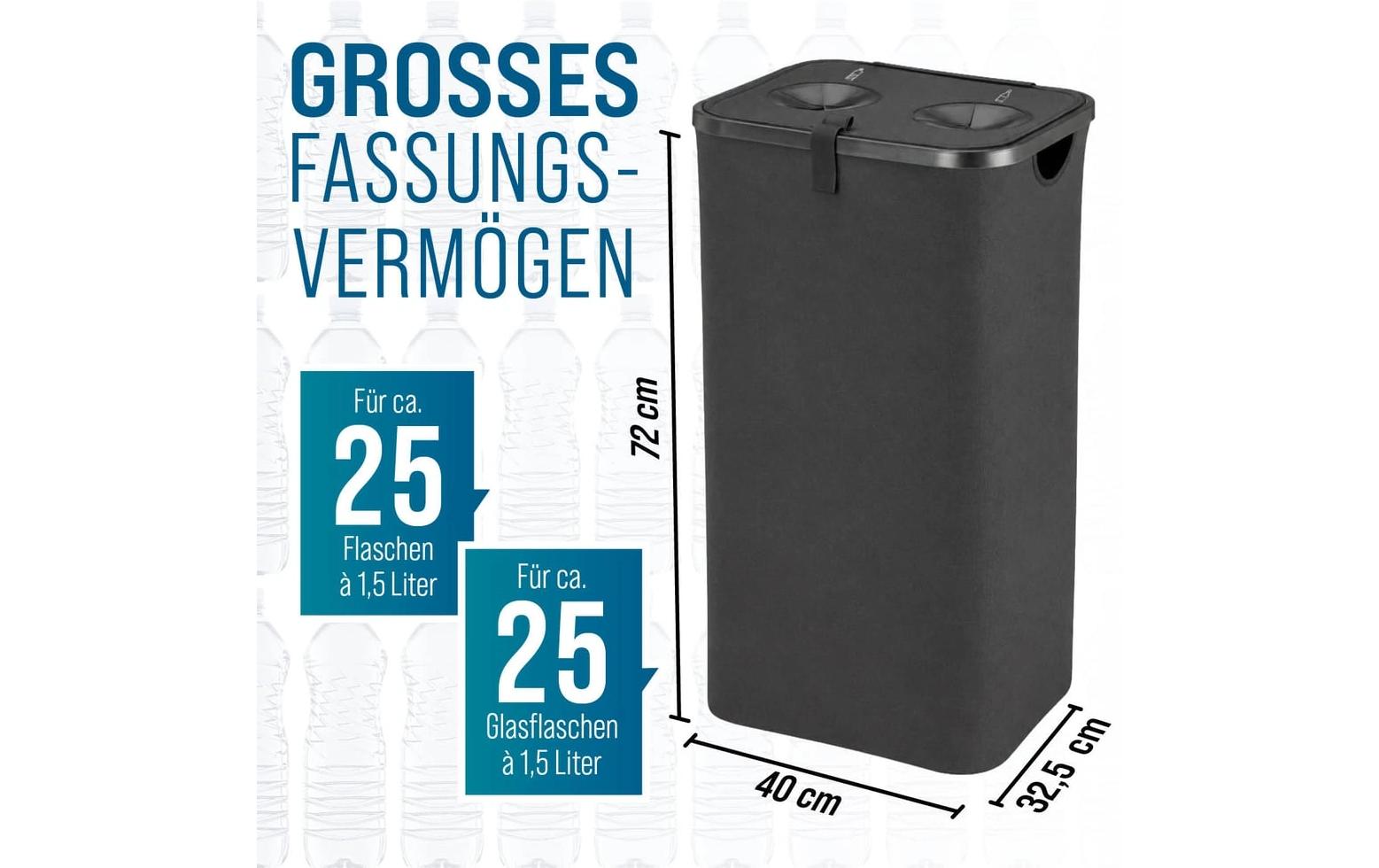 Wellenborg Recyclingbox – 100 l – Kunststoff (PP), rechteckig – schwarz – 2-fach