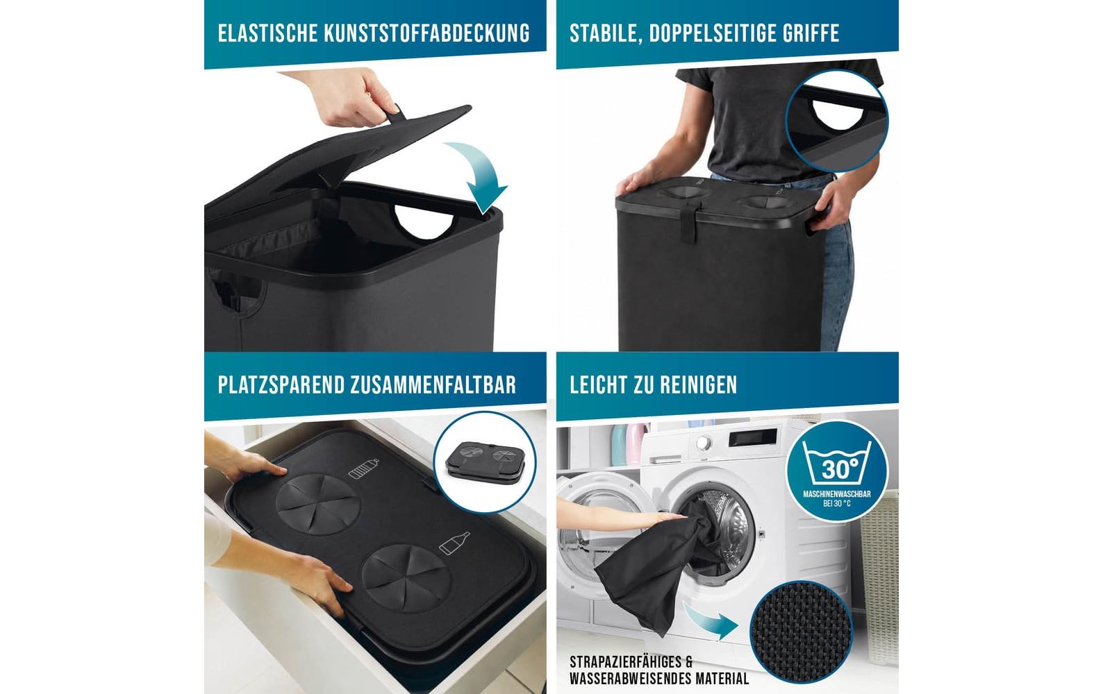 Wellenborg Recyclingbox – 100 l – Kunststoff (PP), rechteckig – schwarz – 2-fach