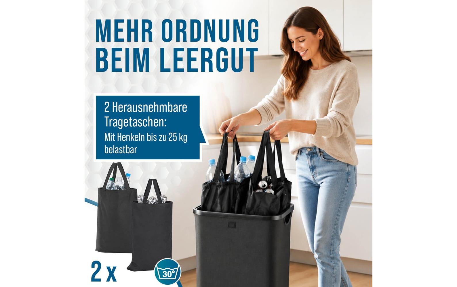 Wellenborg Sammelsack (PET) für PET-Getränkeflaschen – 100 l, ABS, schwarz, 2 Stk