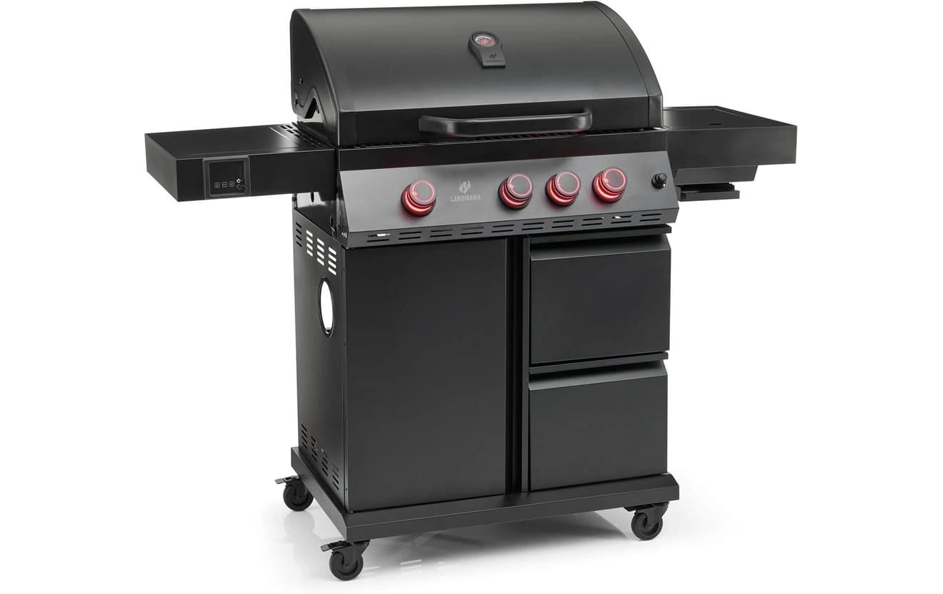 Landmann Gasgrill Cool Black 3.1 – 3 Brenner, 3116 cm² Grillfläche, Infrarot-Heckbrenner – schwarz