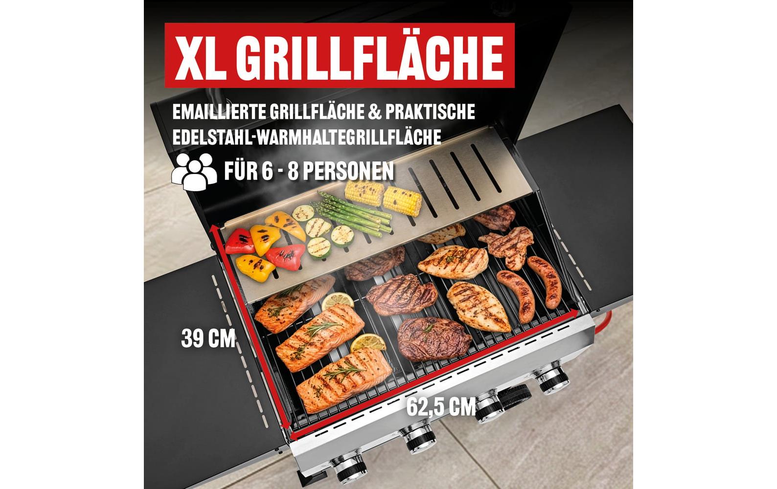 Landmann Gasgrill Black 4.0 – 4 Brenner, 127 cm, Integriertes Thermometer – Schwarz