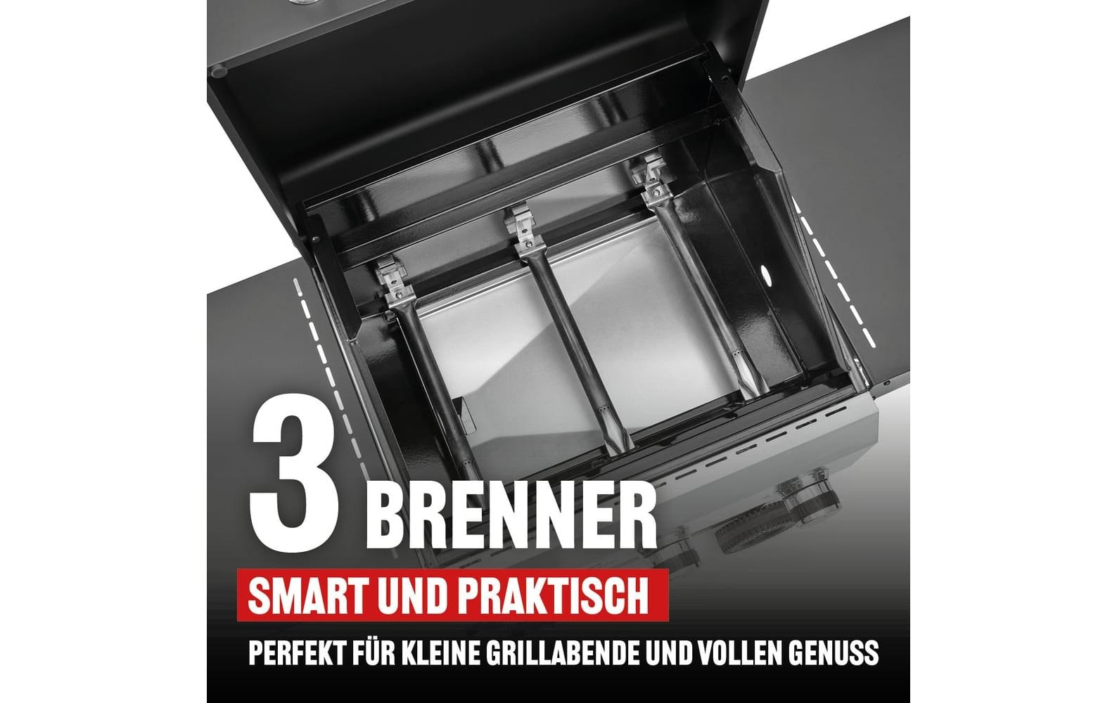 Landmann Gasgrill – 3 Brenner, 114 cm, indirektes Grillieren – schwarz