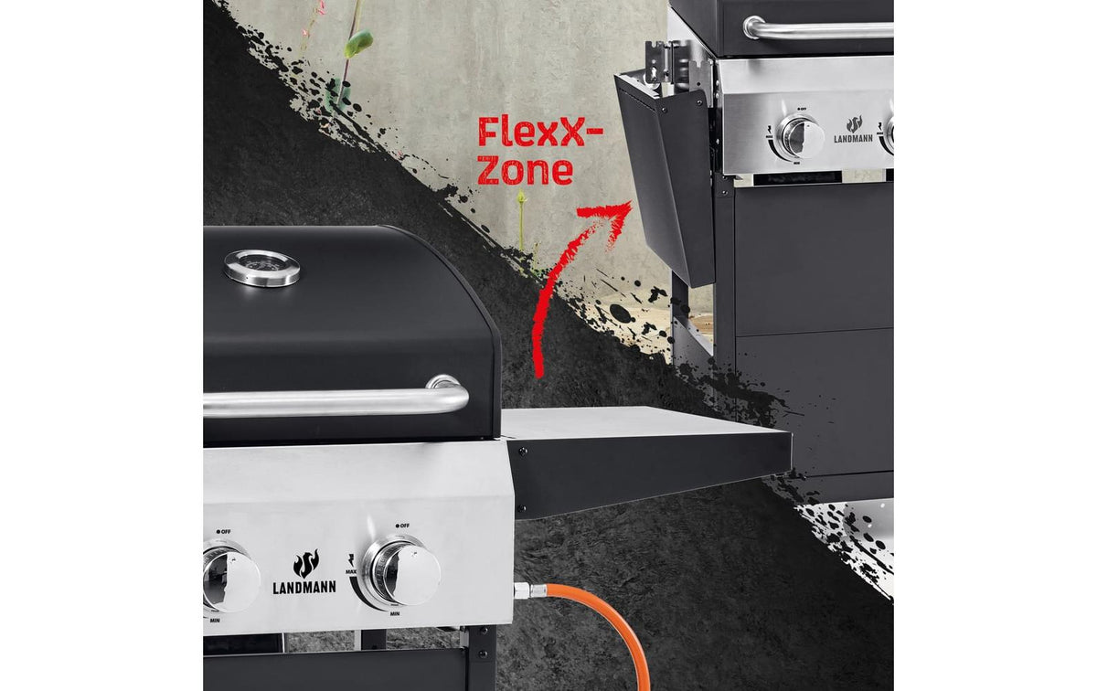 Landmann Gasgrill Black 2.0 – 2 Brenner, 55 cm Breite – Schwarz/Edelstahl