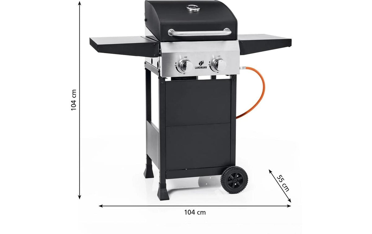 Landmann Gasgrill Black 2.0 – 2 Brenner, 55 cm Breite – Schwarz/Edelstahl