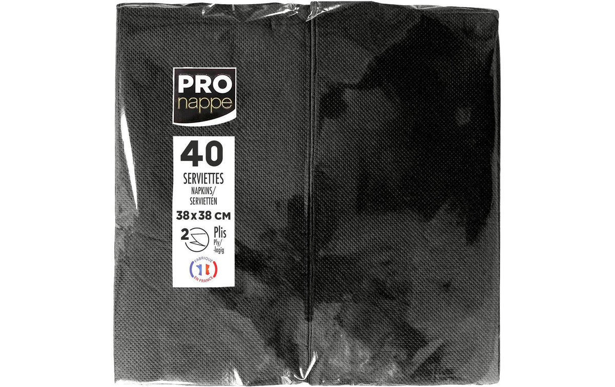 PRONAPPE Servietten schwarz – 38 × 38 cm, 2-lagig – 40 Stück