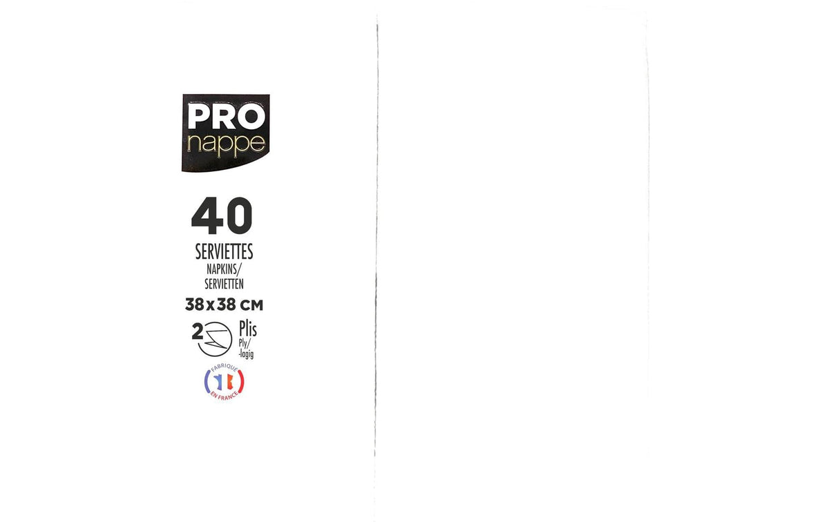 PRONAPPE Servietten – weiss – 38 × 38 cm, 2-lagig – 40 Stück