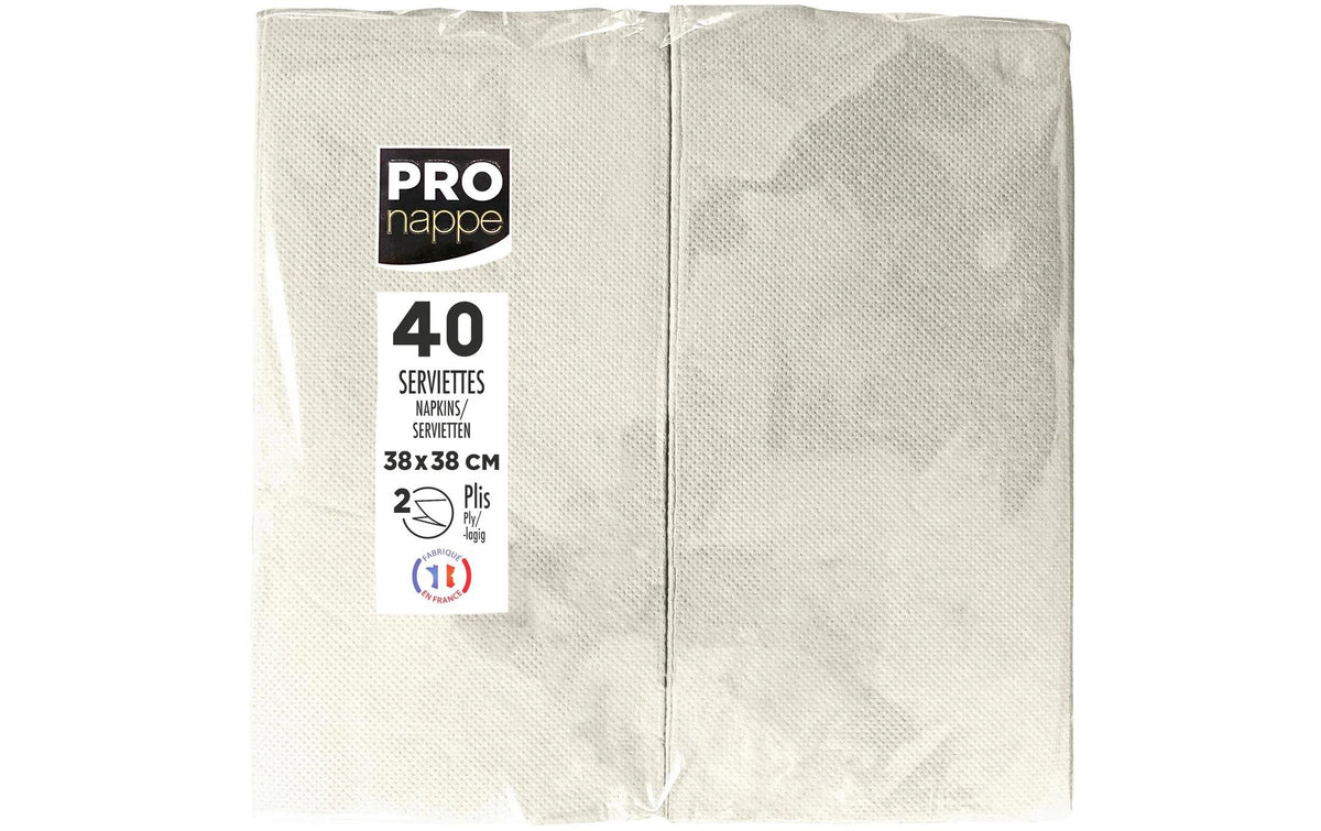 PRONAPPE Servietten elfenbein – 38 × 38 cm, 2-lagig – 40 Stück