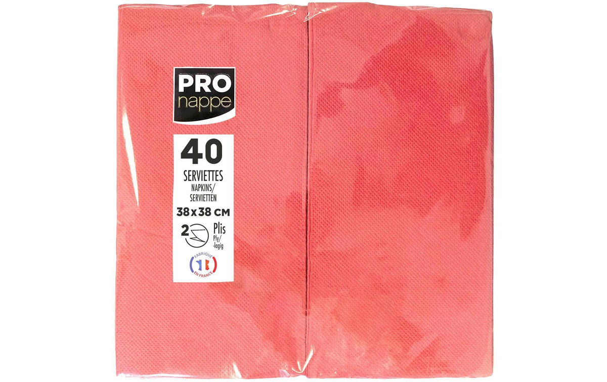 PRONAPPE Servietten rot – 38 × 38 cm, 2-lagig – 40 Stück