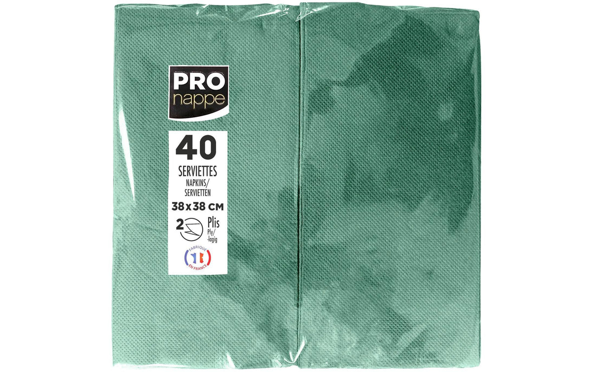 PRONAPPE Servietten Tannengrün – 38 × 38 cm, 2-lagig – 40 Stück