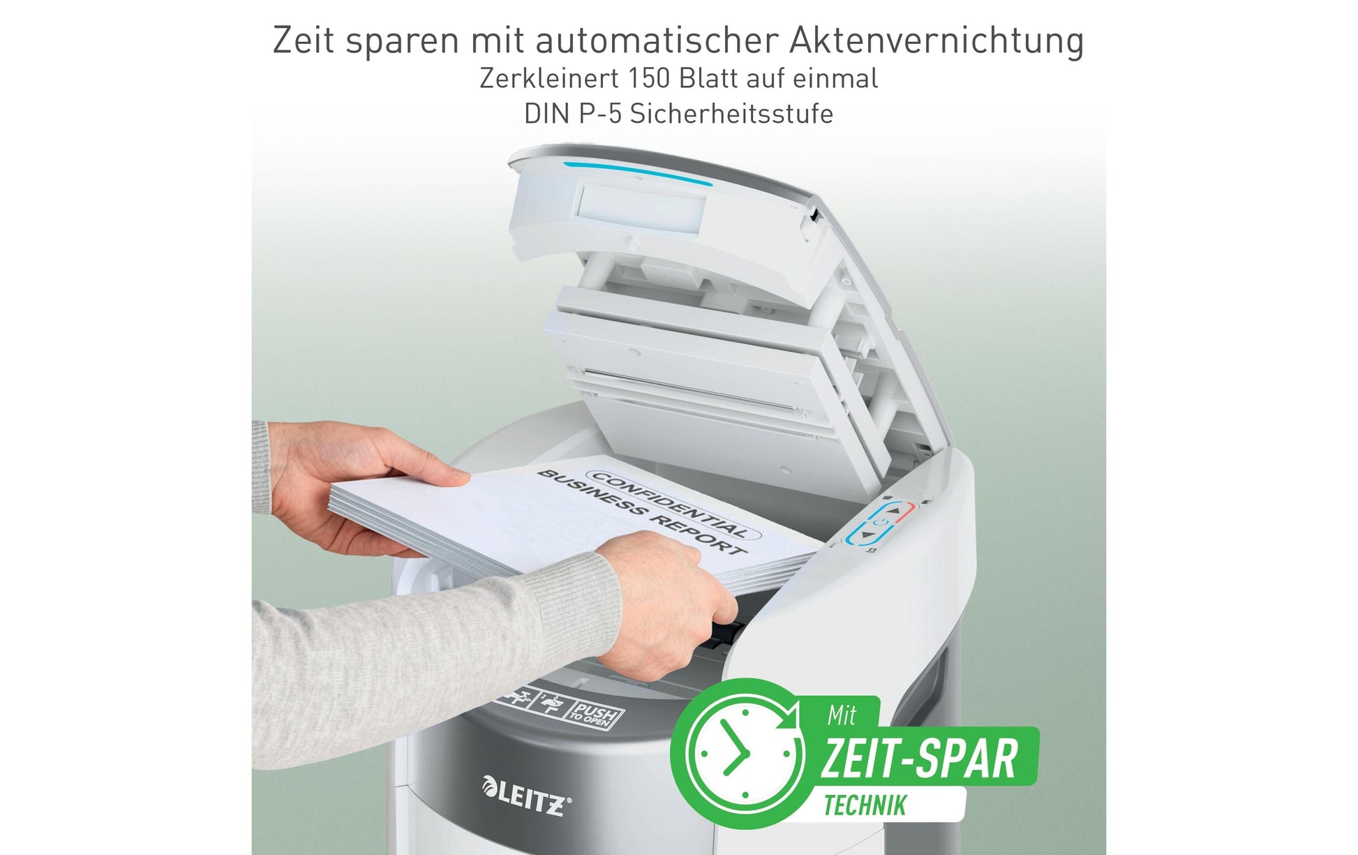 Leitz bürogeräte Leitz IQ OptiMax Autofeed 150M Aktenvernichter – Mikroschnitt, P-5, 2 × 5 mm, 150 Blatt, 15 l