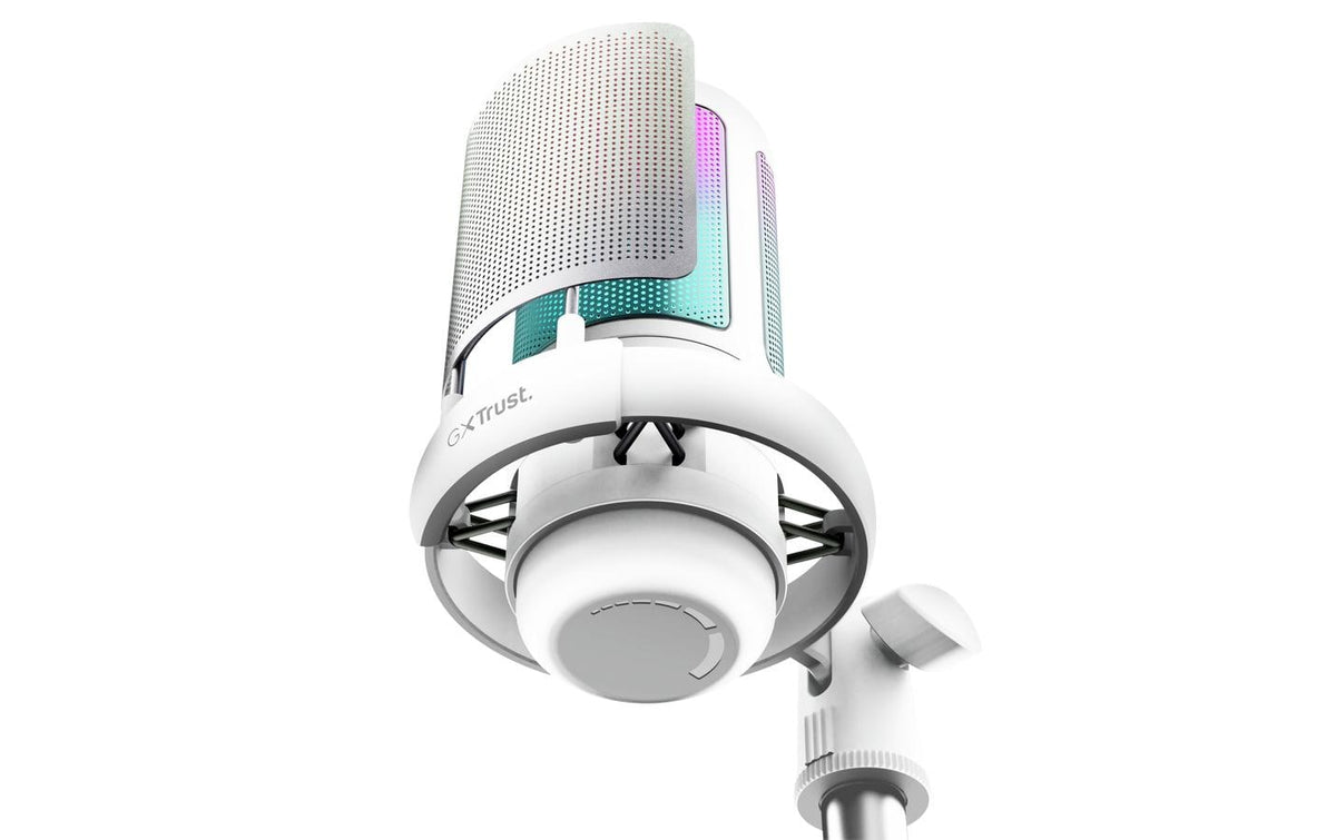 Trust GXT 238 Auron – Podcast-Mikrofon – USB-C, Niere, 16 Bit/48 kHz, für PC/Laptop/PS5, Grau/Weiss