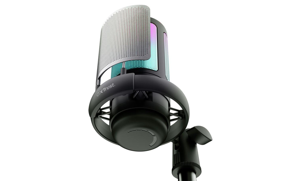 Trust GXT238 – Tischmikrofon – USB-A/USB-C/3,5 mm Klinke, Niere, 16 Bit/48 kHz, für PC/Laptop/PS5, Schwarz