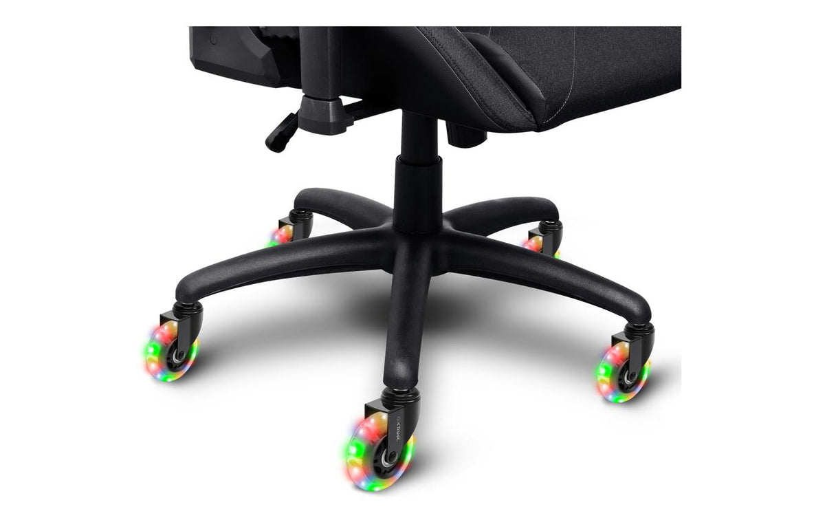 Trust GXT701 Stuhlrollen-Set – Kunststoff – Schwarz, mit LED, 5er-Set, bis 150 kg