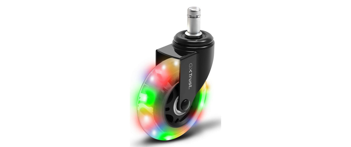 Trust GXT701 Stuhlrollen-Set – Kunststoff – Schwarz, mit LED, 5er-Set, bis 150 kg