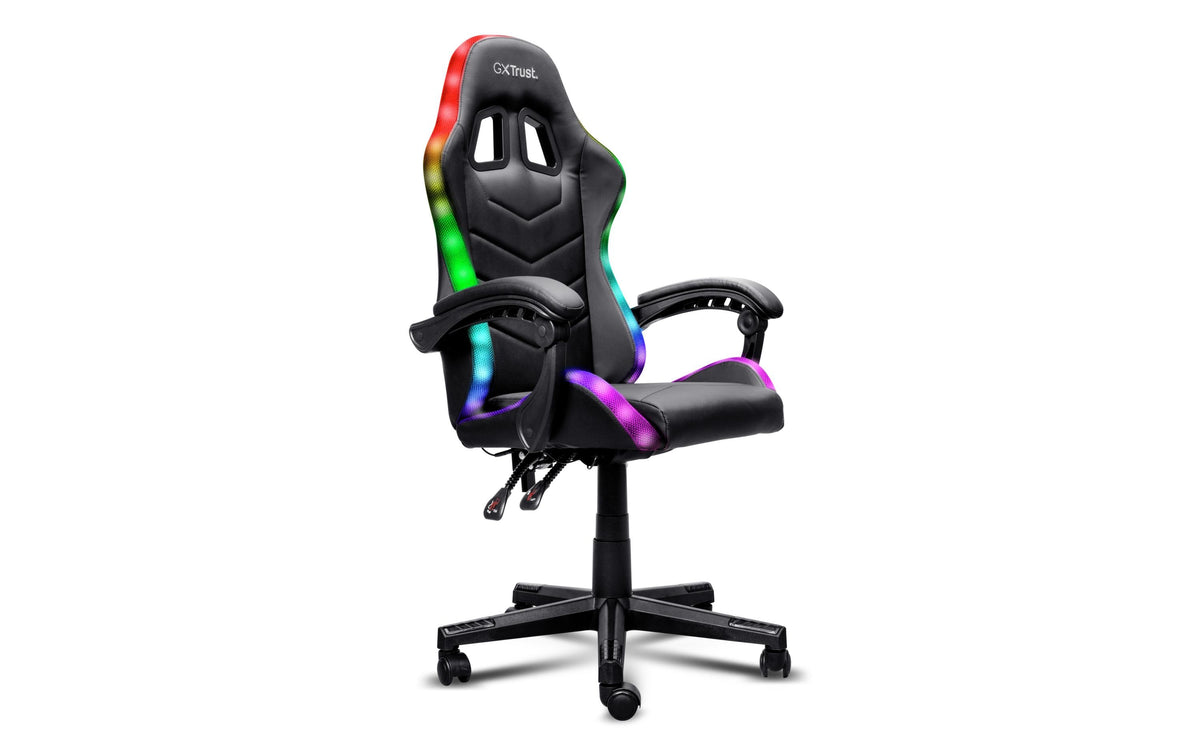 Trust GXT704 Roniq Gaming-Stuhl – Kunstleder – Schwarz, RGB-Beleuchtung, bis 110 kg