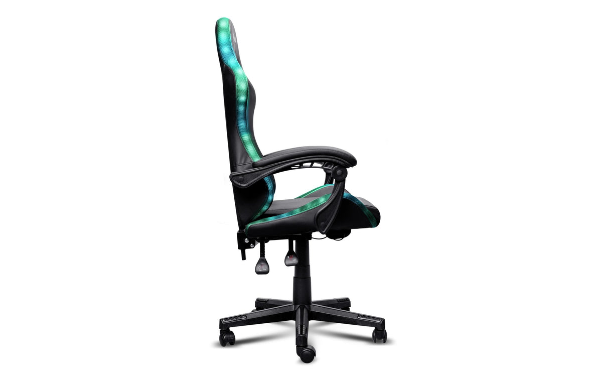 Trust GXT704 Roniq Gaming-Stuhl – Kunstleder – Schwarz, RGB-Beleuchtung, bis 110 kg