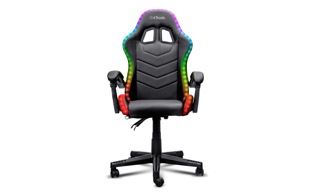 Trust GXT704 Roniq Gaming-Stuhl – Kunstleder – Schwarz, RGB-Beleuchtung, bis 110 kg