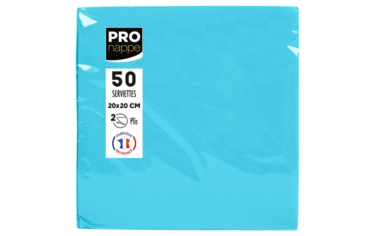 PRONAPPE Servietten hellblau – 20 × 20 cm, 2-lagig – 50 Stück