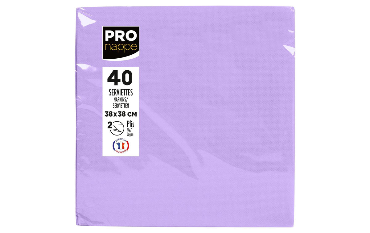 PRONAPPE Servietten – Flieder – 38 × 38 cm, 2-lagig – 40 Stück