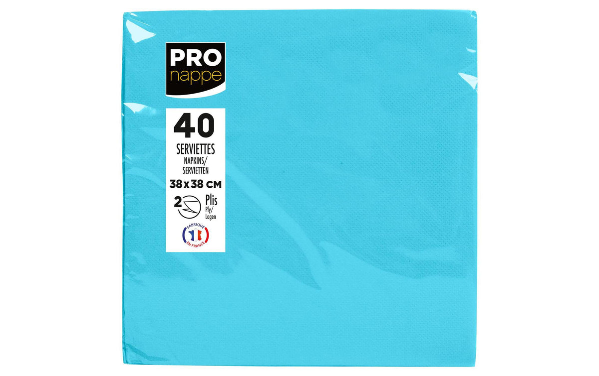 PRONAPPE PRO nappe Servietten – hellblau – 38 × 38 cm, 2-lagig – 40 Stück