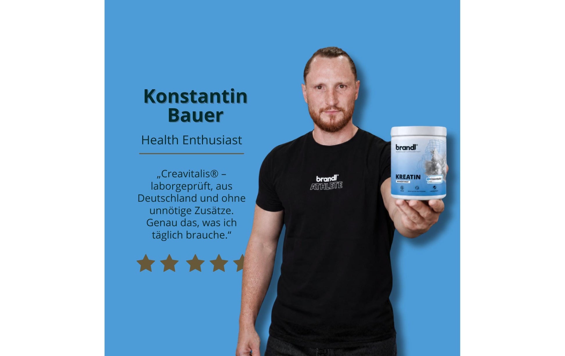 Brandl-nutrition Creavitalis Kreatin Monohydrat Pulver Neutral – vegan – 300 g
