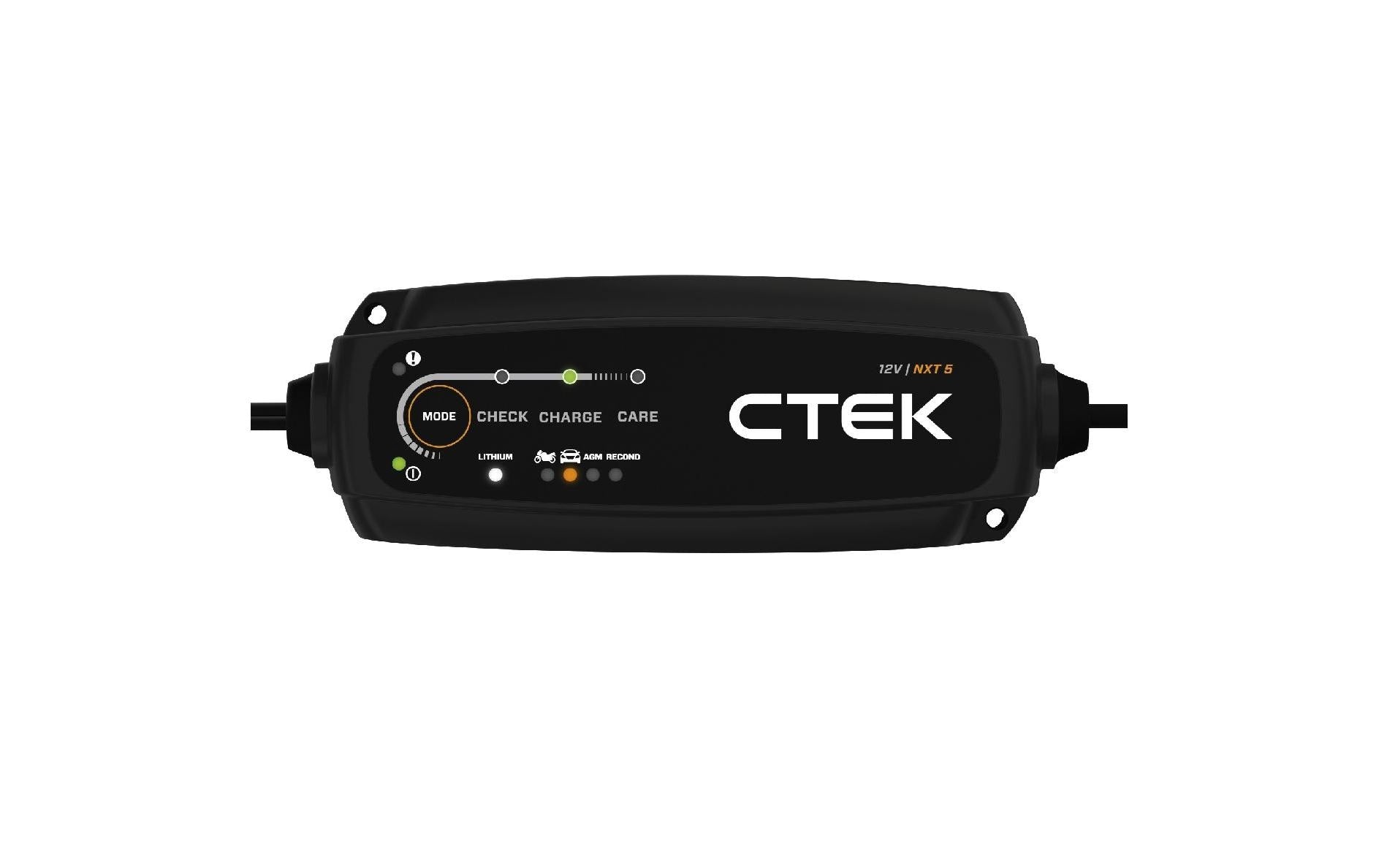 CTEK NXT 5 Ladegerät – 12 V/5 A, 8-stufig, Erhaltungsladung, IP65, für 12 V Batterien (AGM, Blei, LiFePO4)