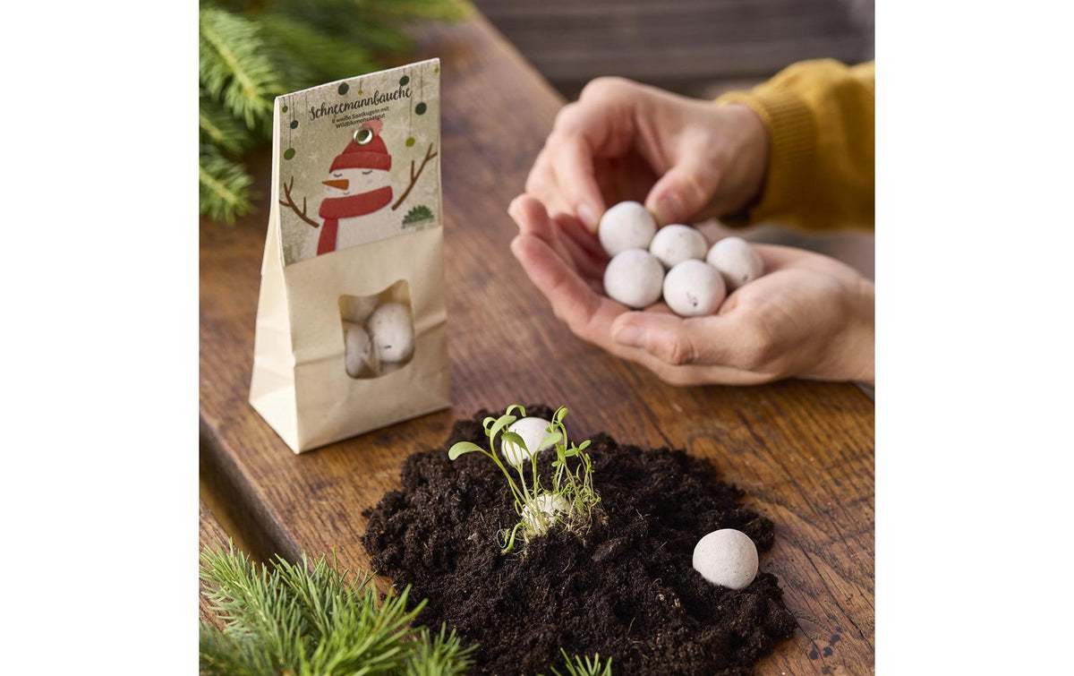 Die stadtgärtner Schneekugel Blumenmurmeln Winter – Weiss
