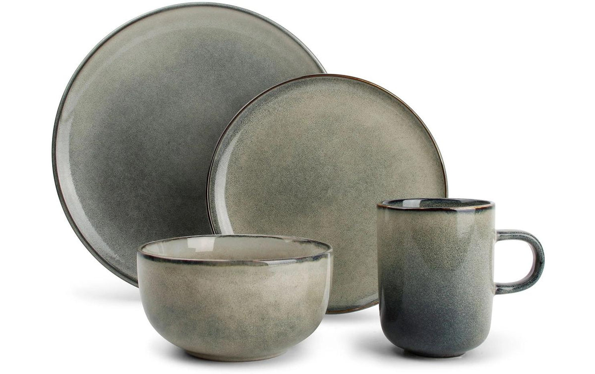 Salt & Pepper Geschirrset Meridian – 16-teiliges Set, Becher 330 ml, Ø 26 cm, Steinzeug, spülmaschinenfest