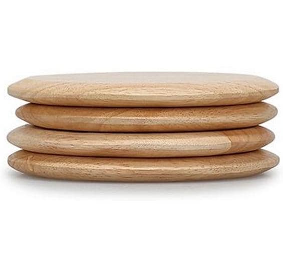 Salt & Pepper Glasuntersetzer Essenza – 4er Set, 12,0 × 11,5 cm, Holz (Gummibaum), Braun, für Glas