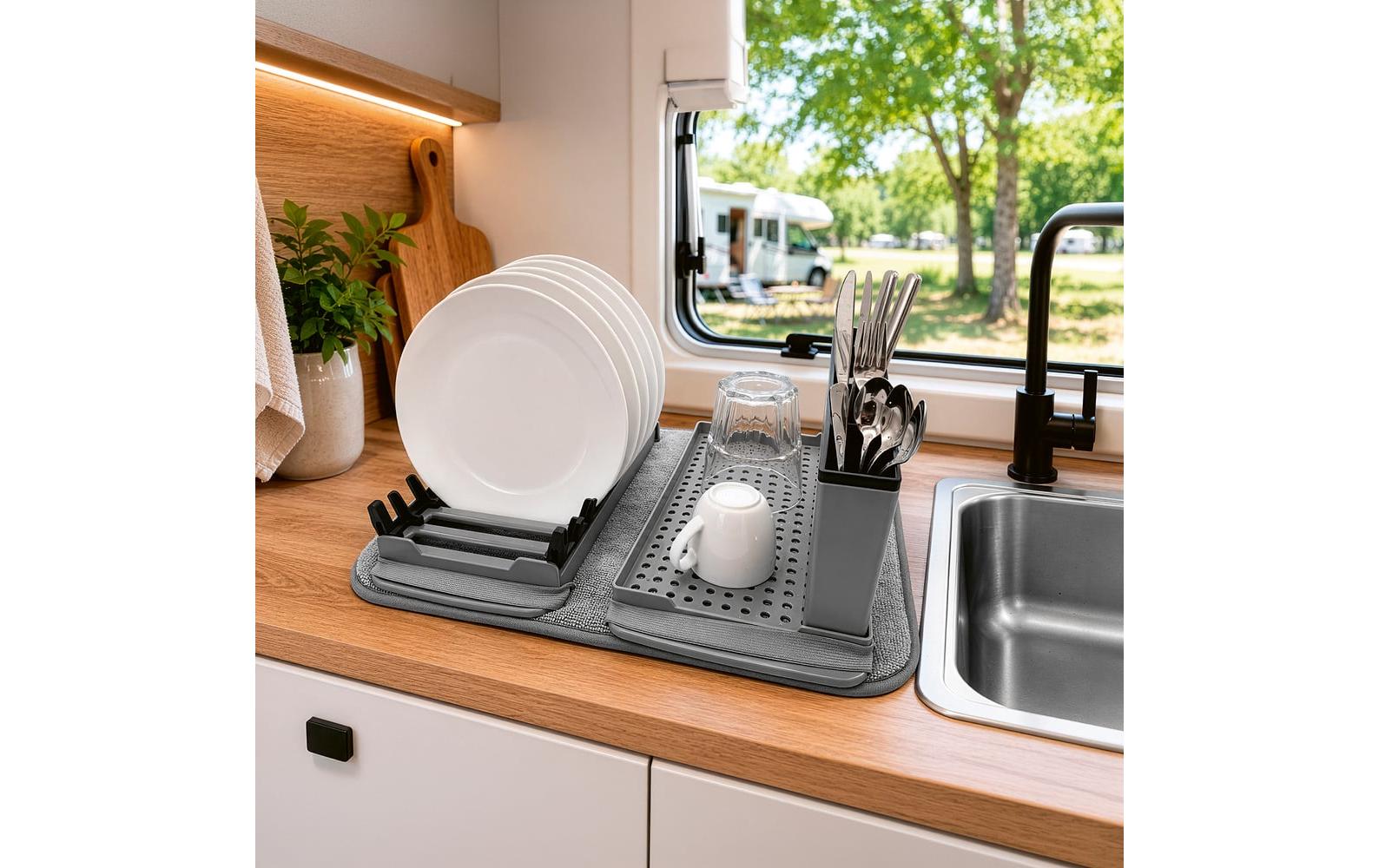 Easymaxx Abtropfgestell 43 × 33 × 13 cm, Kunststoff, Grau