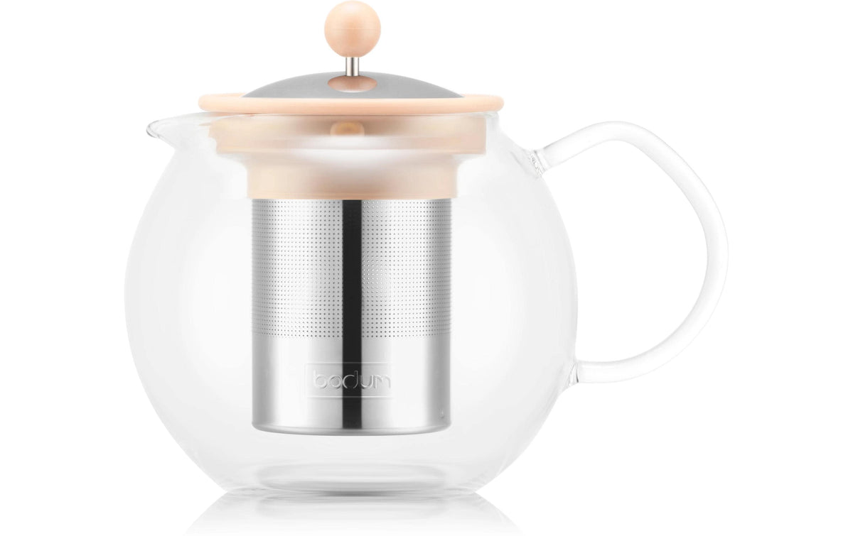 Bodum Teekanne, 1,0 l, Borosilikatglas/Edelstahl, Edelstahl-Teesieb, Aprikose
