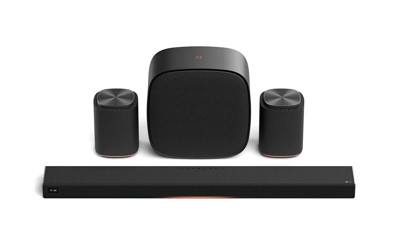 LG SoundSuit Bundle – Soundbar – 5.1.3, Dolby Atmos, mit integriertem Subwoofer, 100 W – Schwarz