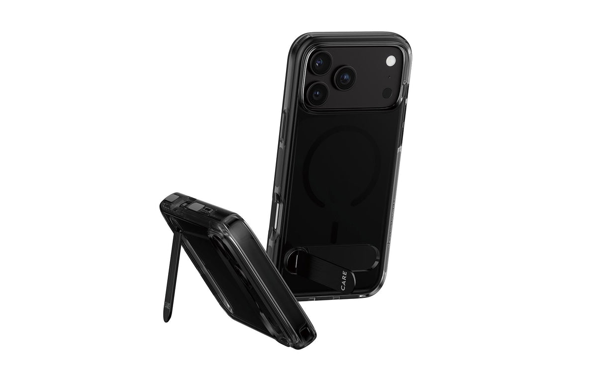 PanzerGlass CARE Kickstand – Backcover – für Apple iPhone 18 Pro Max / iPhone 17 Pro Max, PC+TPU, Smokey Schwarz
