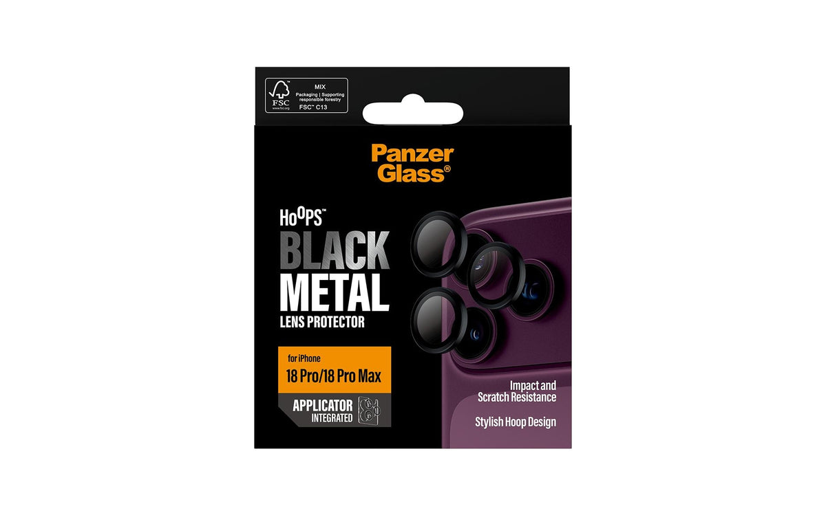 PanzerGlass Hoops – Kameraschutz – für iPhone 18 Pro, iPhone 18 Pro Max – Schwarz