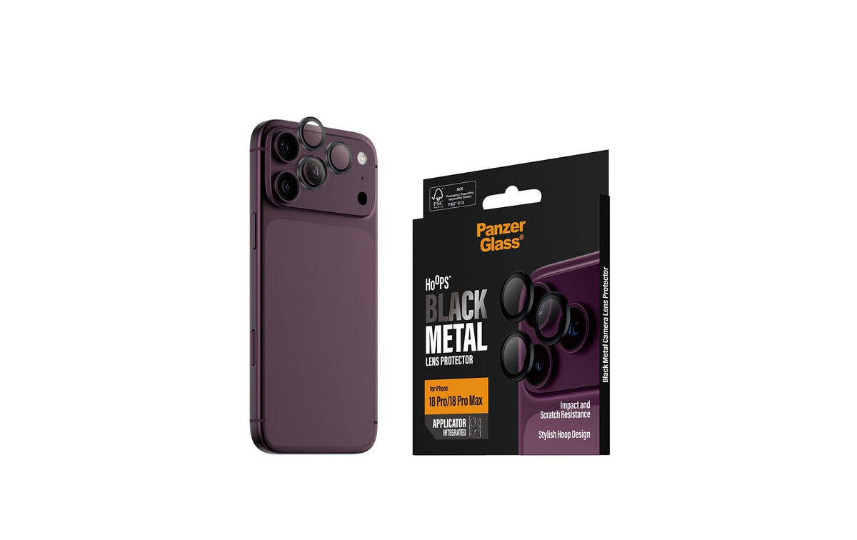 PanzerGlass Hoops – Kameraschutz – für iPhone 18 Pro, iPhone 18 Pro Max – Schwarz