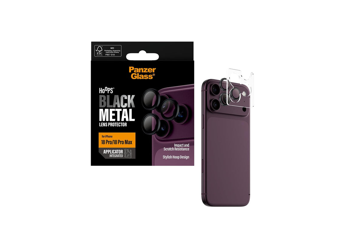 PanzerGlass Hoops – Kameraschutz – für iPhone 18 Pro, iPhone 18 Pro Max – Schwarz