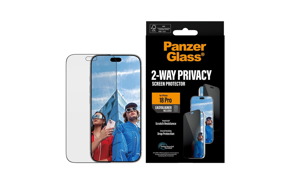 PanzerGlass Privacy-Filter (Folie), Ultra-Wide Fit – für iPhone 18 Pro – mit Applikator