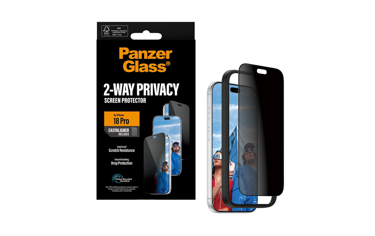 PanzerGlass Privacy-Filter (Folie), Ultra-Wide Fit – für iPhone 18 Pro – mit Applikator